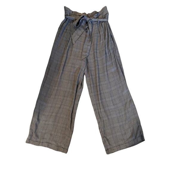 American Eagle Women’s Plaid Paperbag WideLeg Waist Pants Size S Y2KStyle Preppy - Picture 3 of 8